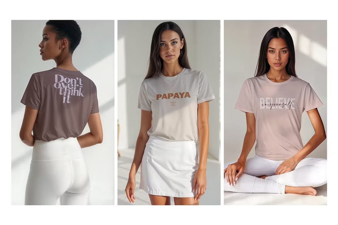 14款电影级国外模特体恤短袖服装设计效果PSD样机素材 TShirt Mockups Sunny Studio