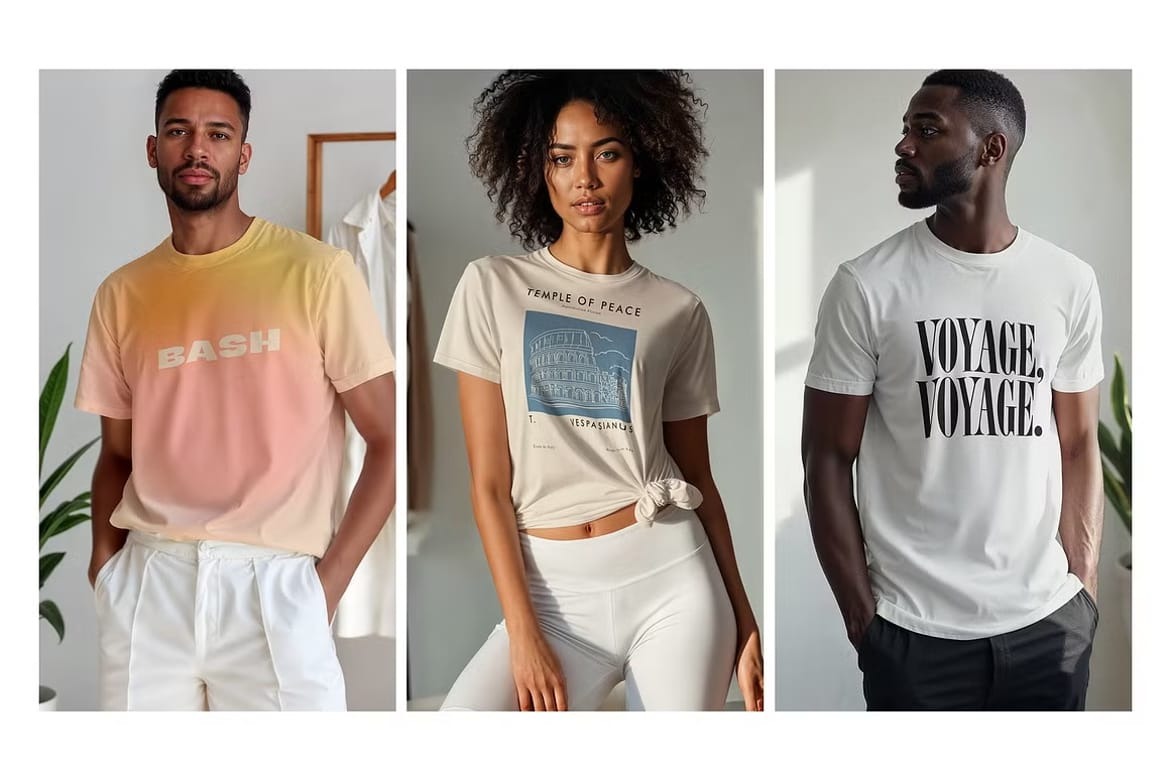 14款电影级国外模特体恤短袖服装设计效果PSD样机素材 TShirt Mockups Sunny Studio