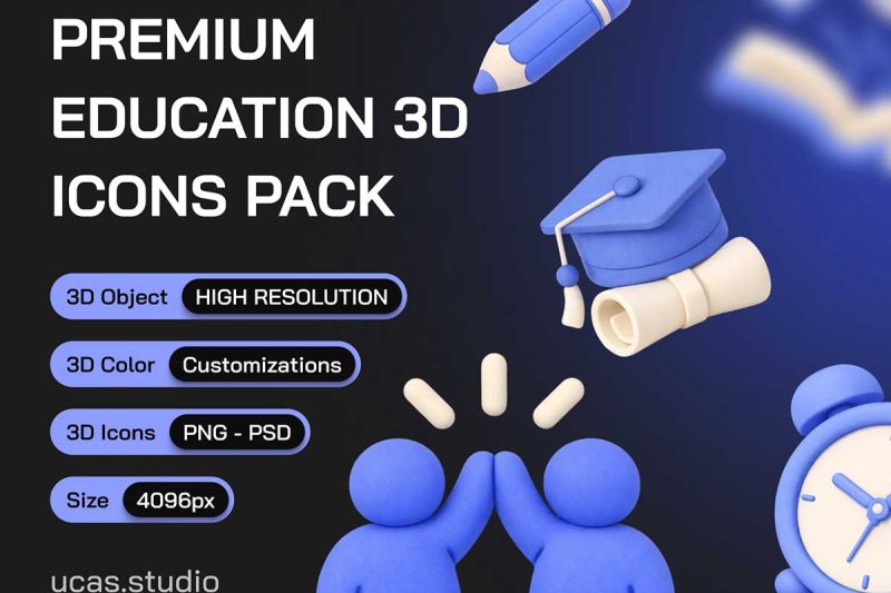 35+高品质教育主题3D图标素材合集下载 Education 3D Icon Set