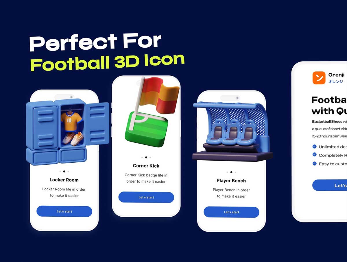 25个高品质卡通世界杯体育足球比赛3D图标模型素材(Blender,PNG) Football & Soccer 3D Icon Pack