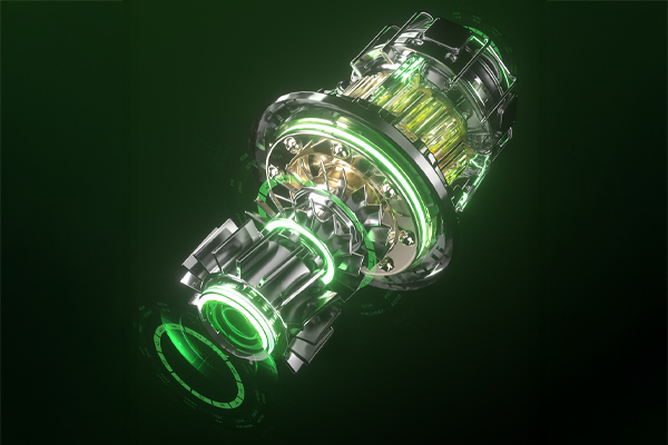 C4D科幻绿色电机马达光效OC渲染工程电机C4D模型下载