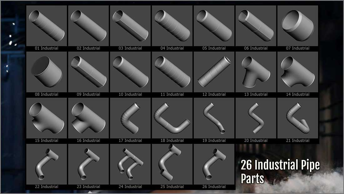 工业科幻机械管道阀门储罐机械结构3D模型下载(OBJ通用格式,ZBP) Industrial Maker