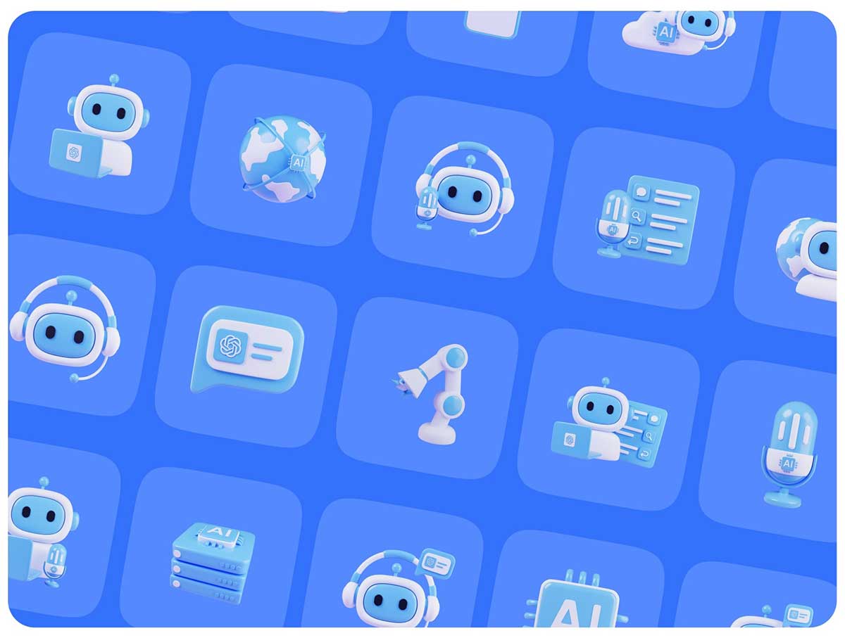 28个人工智能Ai主题图标3D模型素材下载(Blender,PNG) AI 3D Icons