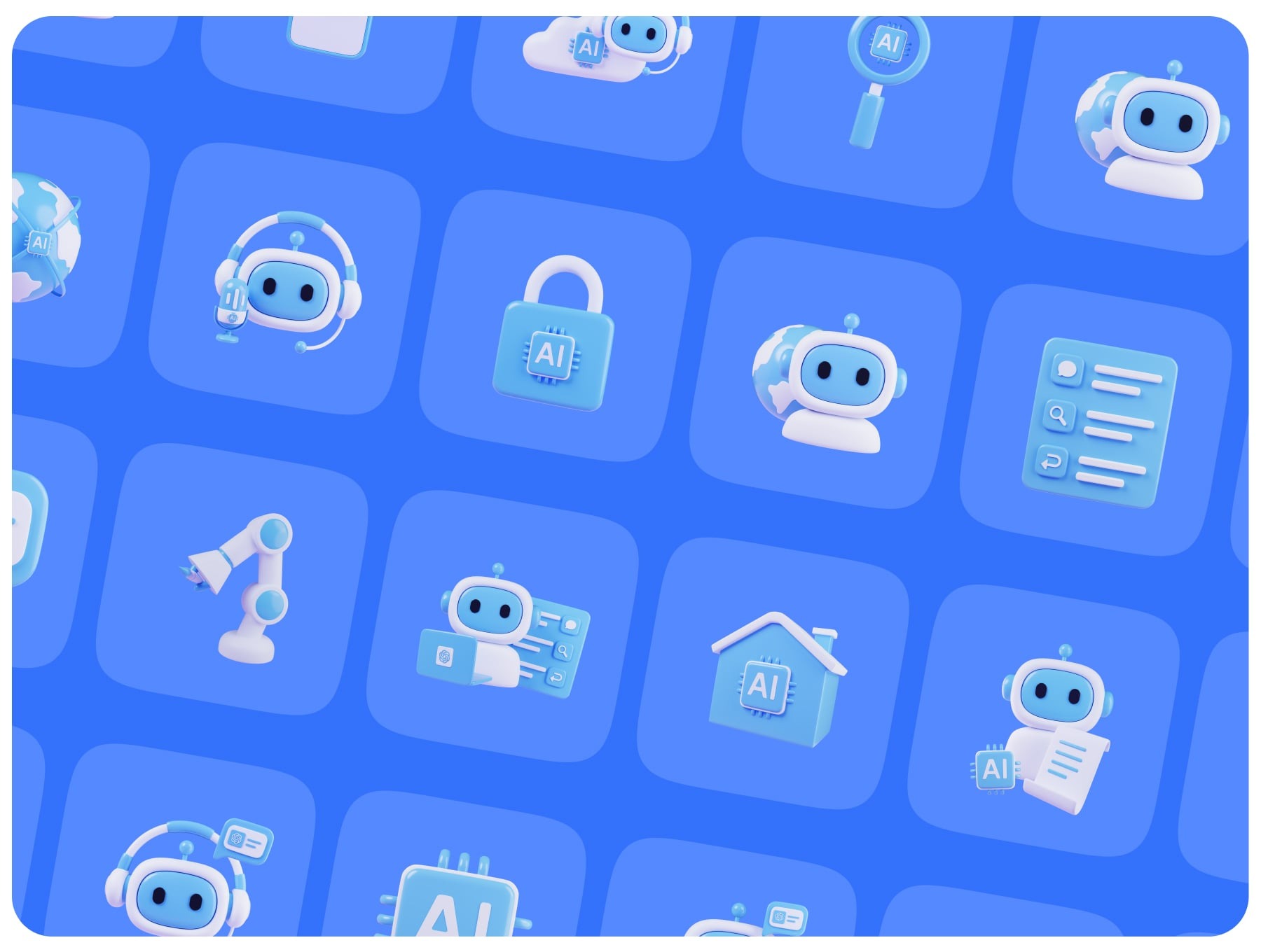 28个人工智能Ai主题图标3D模型素材下载(Blender,PNG) AI 3D Icons