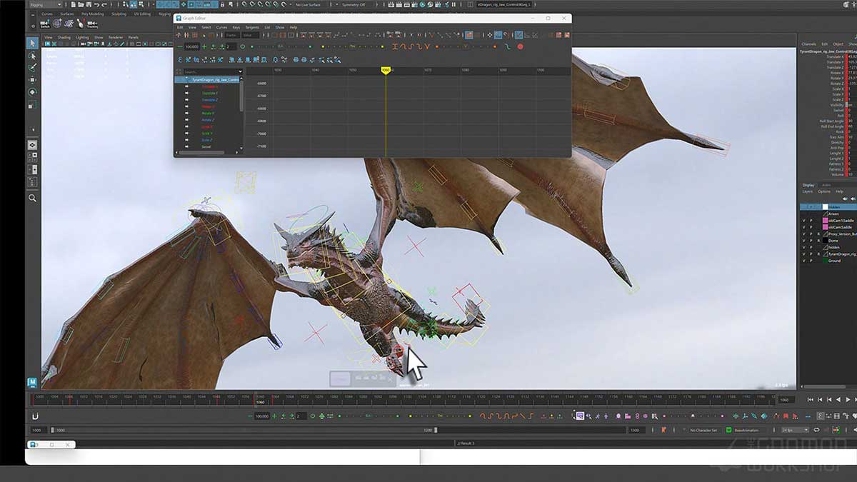 Maya影视级英雄龙骑士飞行动画全流程教程(中英文字幕)  The Gnomon Workshop – Animating a Dragon Rider for Film & VFX