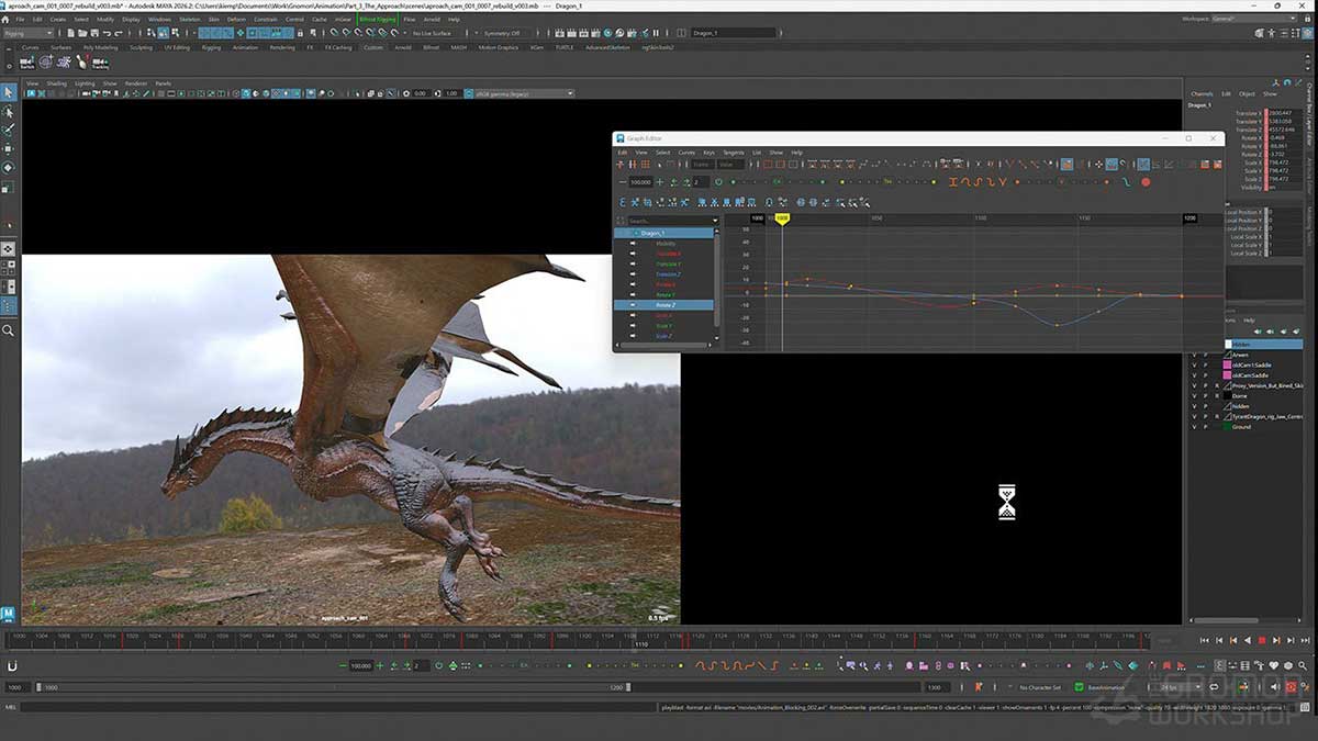 Maya影视级英雄龙骑士飞行动画全流程教程(中英文字幕)  The Gnomon Workshop – Animating a Dragon Rider for Film & VFX
