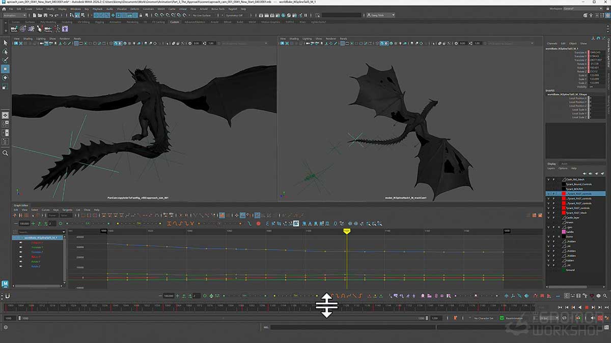 Maya影视级英雄龙骑士飞行动画全流程教程(中英文字幕)  The Gnomon Workshop – Animating a Dragon Rider for Film & VFX