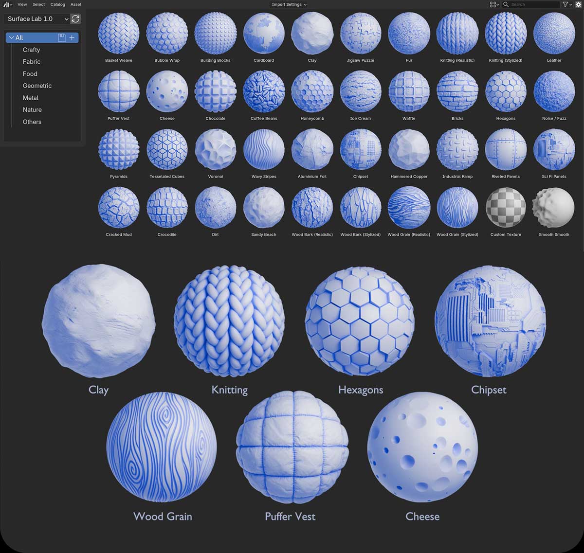 Blender模型表面细节生成资产预设 Surface Lab – 3D Print Textures
