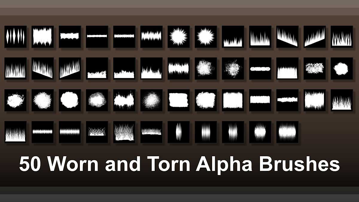 50款磨损撕裂边缘Alpha贴图纹理素材 50 Alpha- Worn And Torn Edges