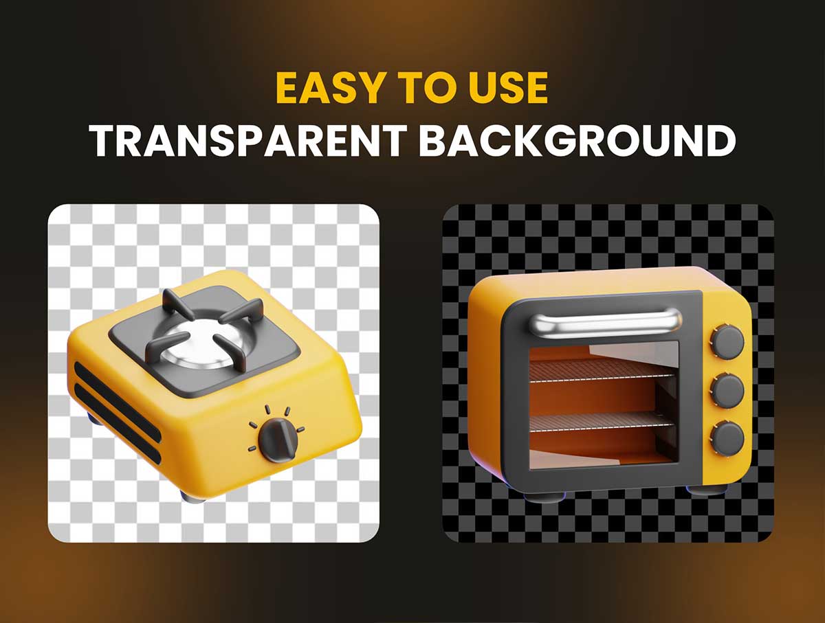 20个厨房套装图标3D模型素材下载(Blender,FBX,OBJ) Kitchen Set 3D Icons Packs
