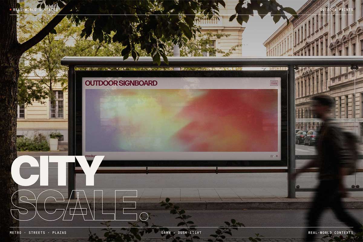 6组国外城市地铁车载灯箱广告牌样机PSD素材 City Billboard Mockups