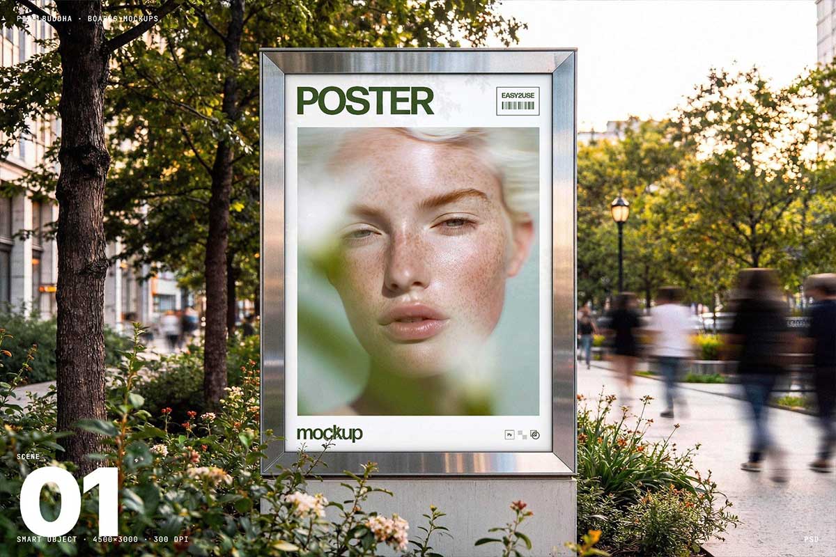 6组国外城市地铁车载灯箱广告牌样机PSD素材 City Billboard Mockups
