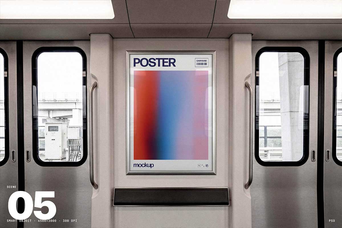 6组国外城市地铁车载灯箱广告牌样机PSD素材 City Billboard Mockups