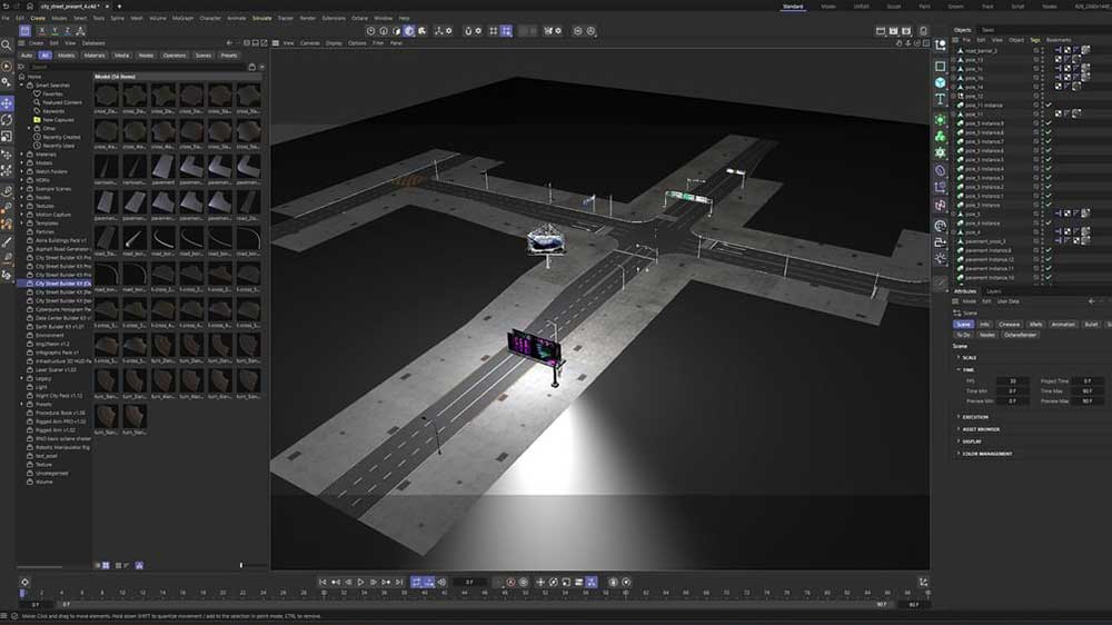 C4D城市街道路面马路资产预设 Сity Street Builder Kit