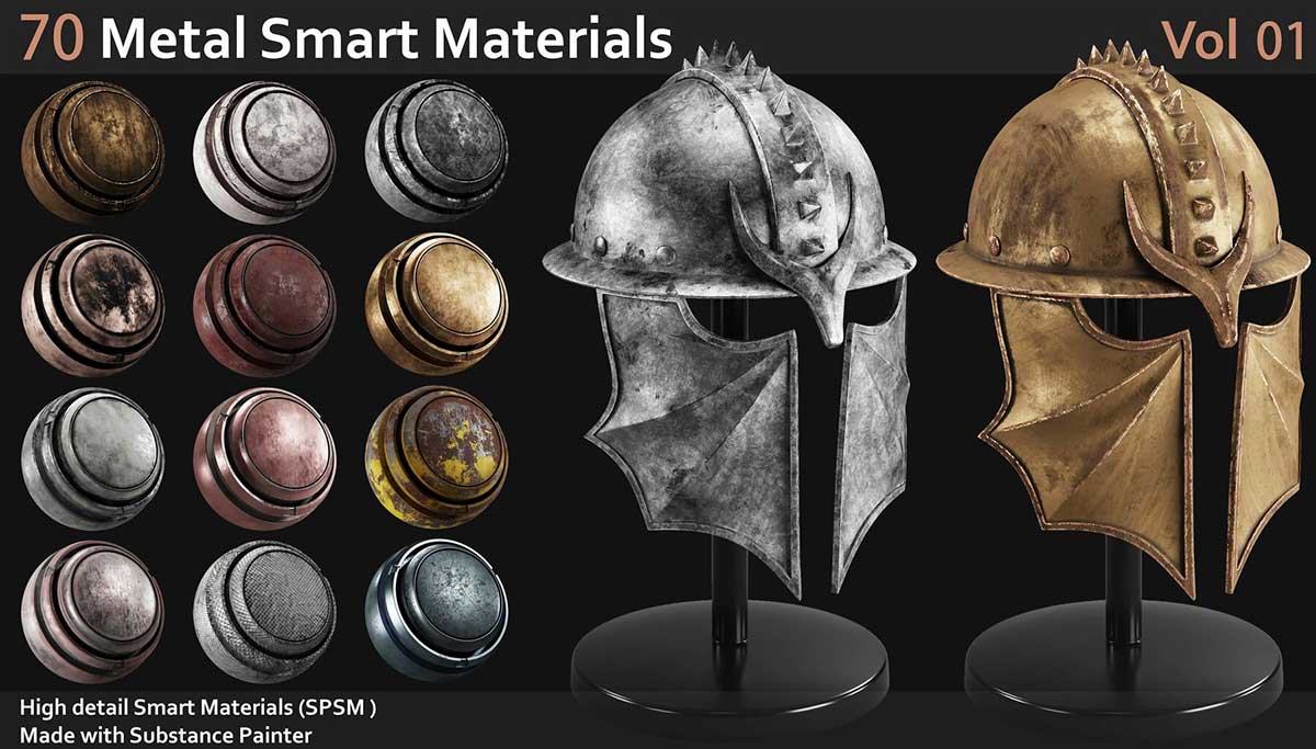 70款金属质感智能SP材质贴图素材Vol.1：Substance Painter