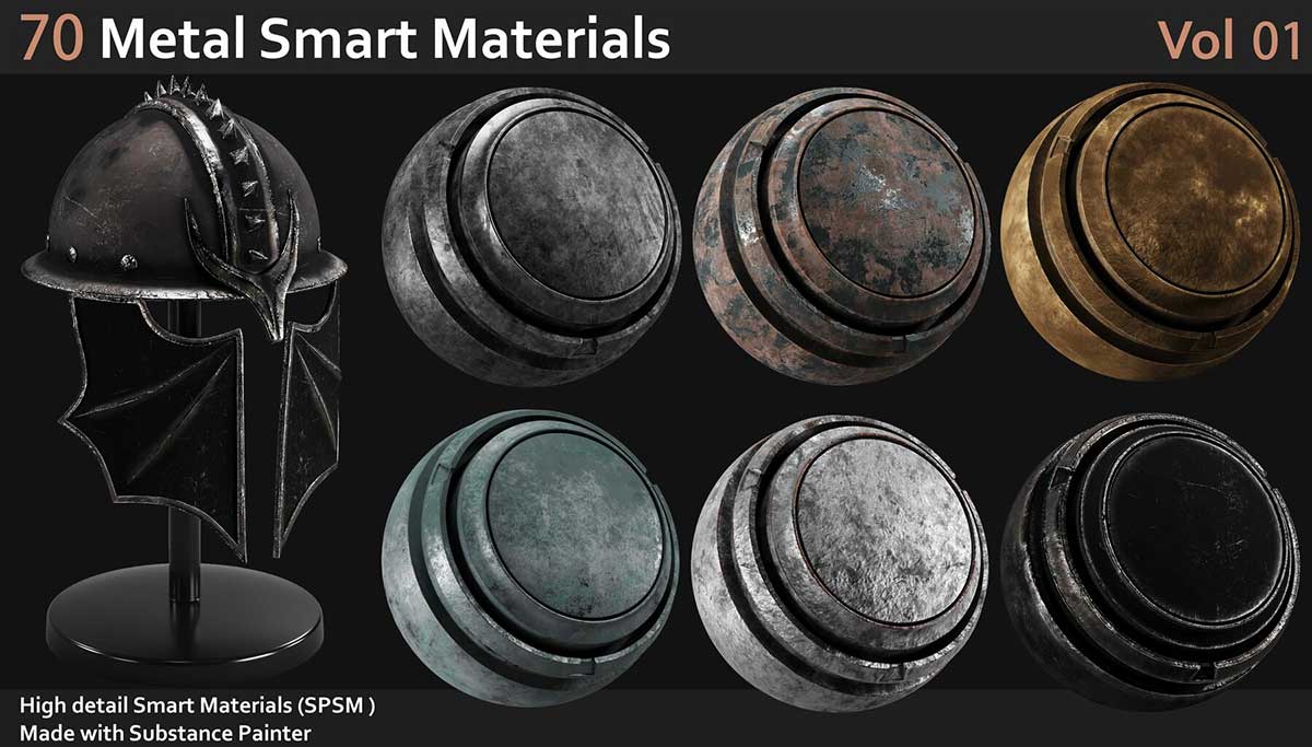 70款金属质感智能SP材质贴图素材Vol.1：Substance Painter