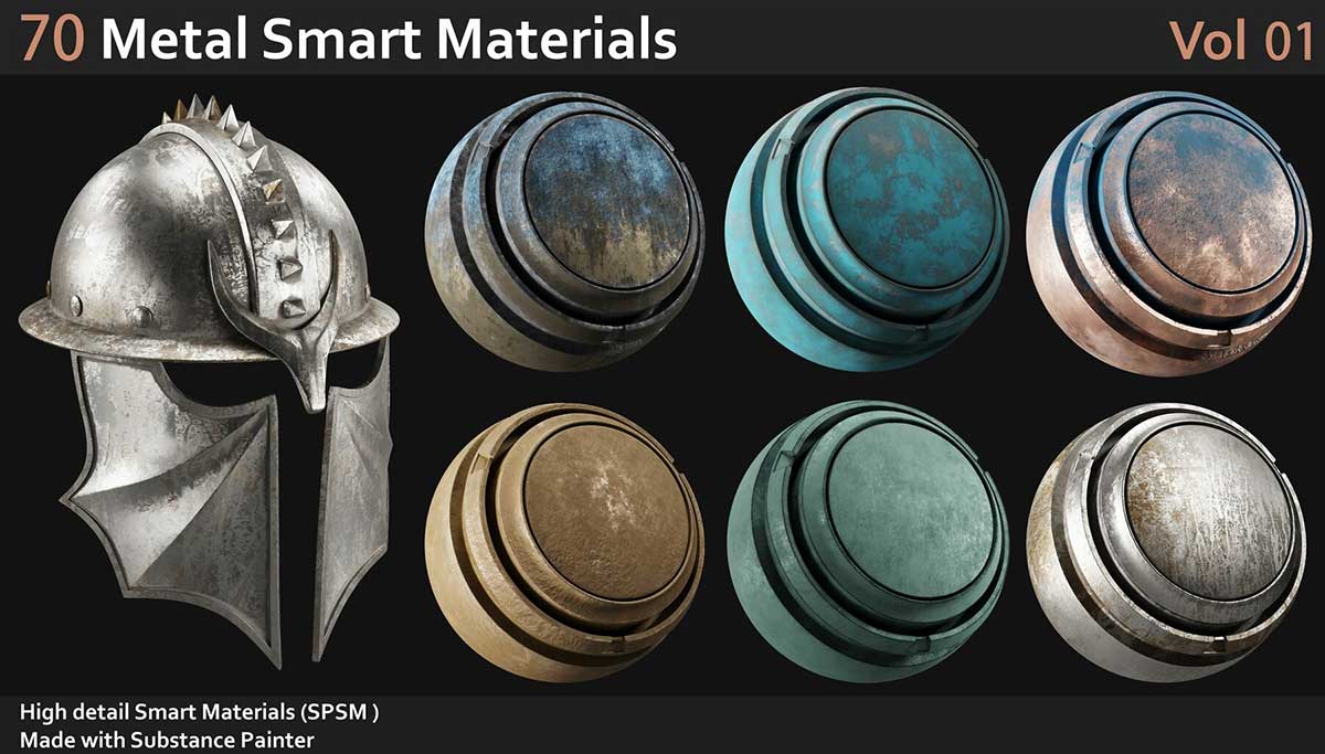 70款金属质感智能SP材质贴图素材Vol.1：Substance Painter