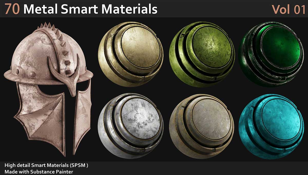 70款金属质感智能SP材质贴图素材Vol.1：Substance Painter