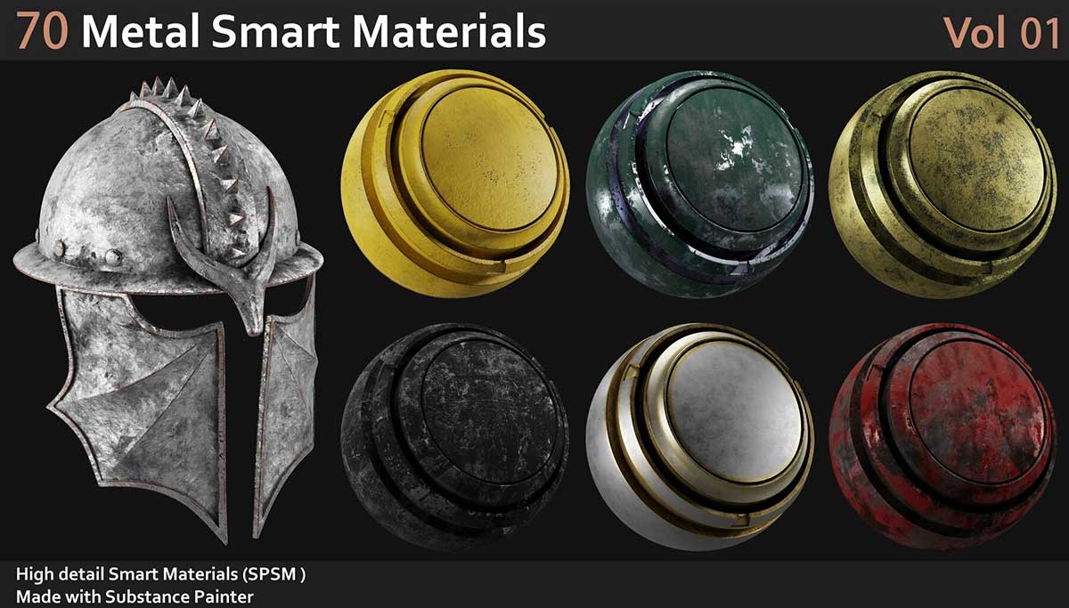 70款金属质感智能SP材质贴图素材Vol.1：Substance Painter