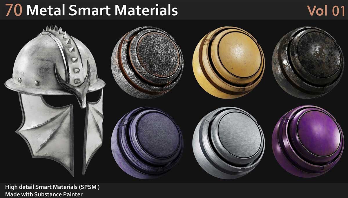 70款金属质感智能SP材质贴图素材Vol.1：Substance Painter
