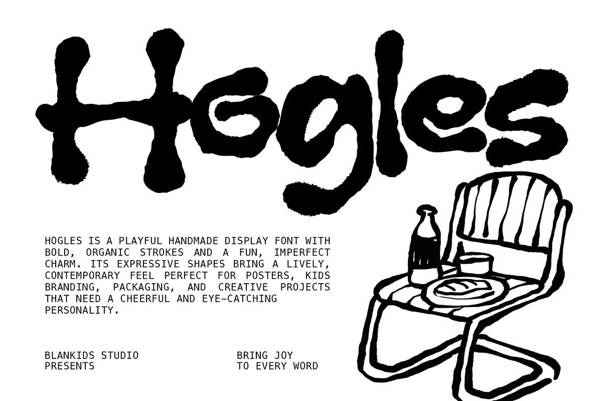 现代俏皮儿童品牌手写英文字体素材 Hogles – Playful Handmade Display Font