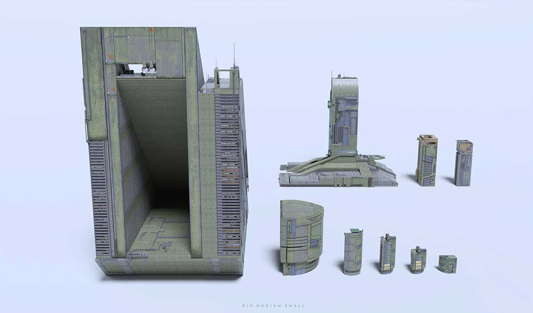 未来科幻日本千叶城市建筑楼房港口码头工业仓库场景人物角色3D模型资产(Blender/FBX/OBJ/UE5格式) Big Medium Small – Chiba City