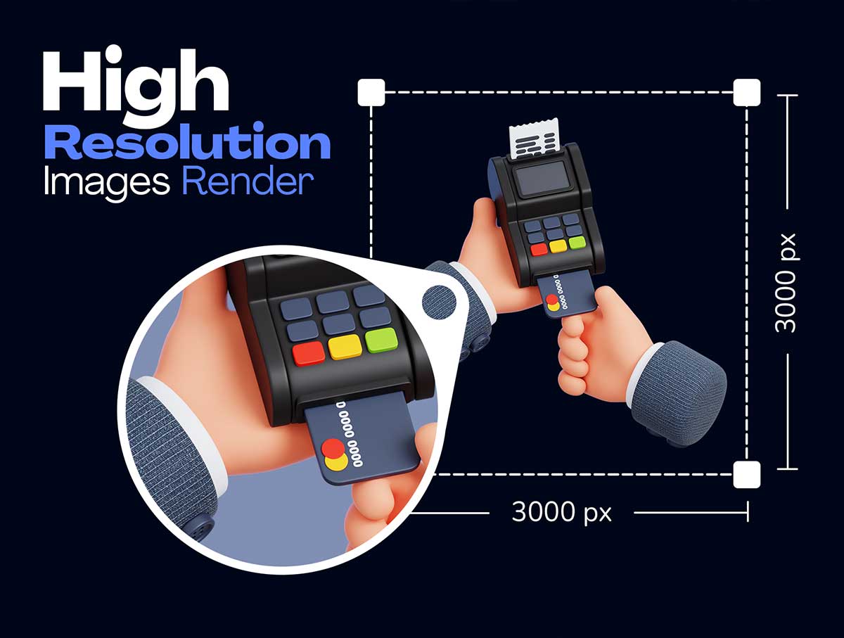 25个高质量的支付手势3D图标模型素材(Blender,FBX,OBJ,PNG) Payment Hand Gestures
