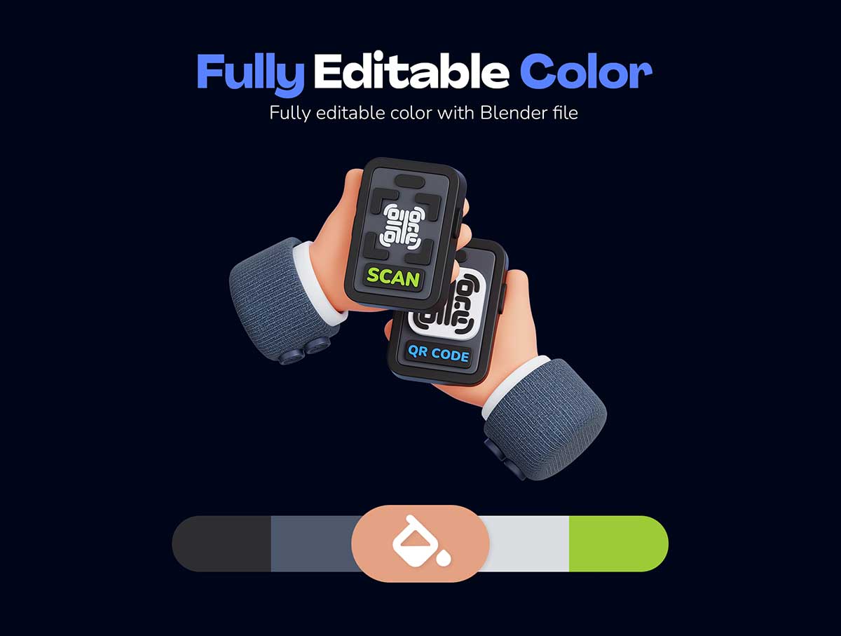 25个高质量的支付手势3D图标模型素材(Blender,FBX,OBJ,PNG) Payment Hand Gestures