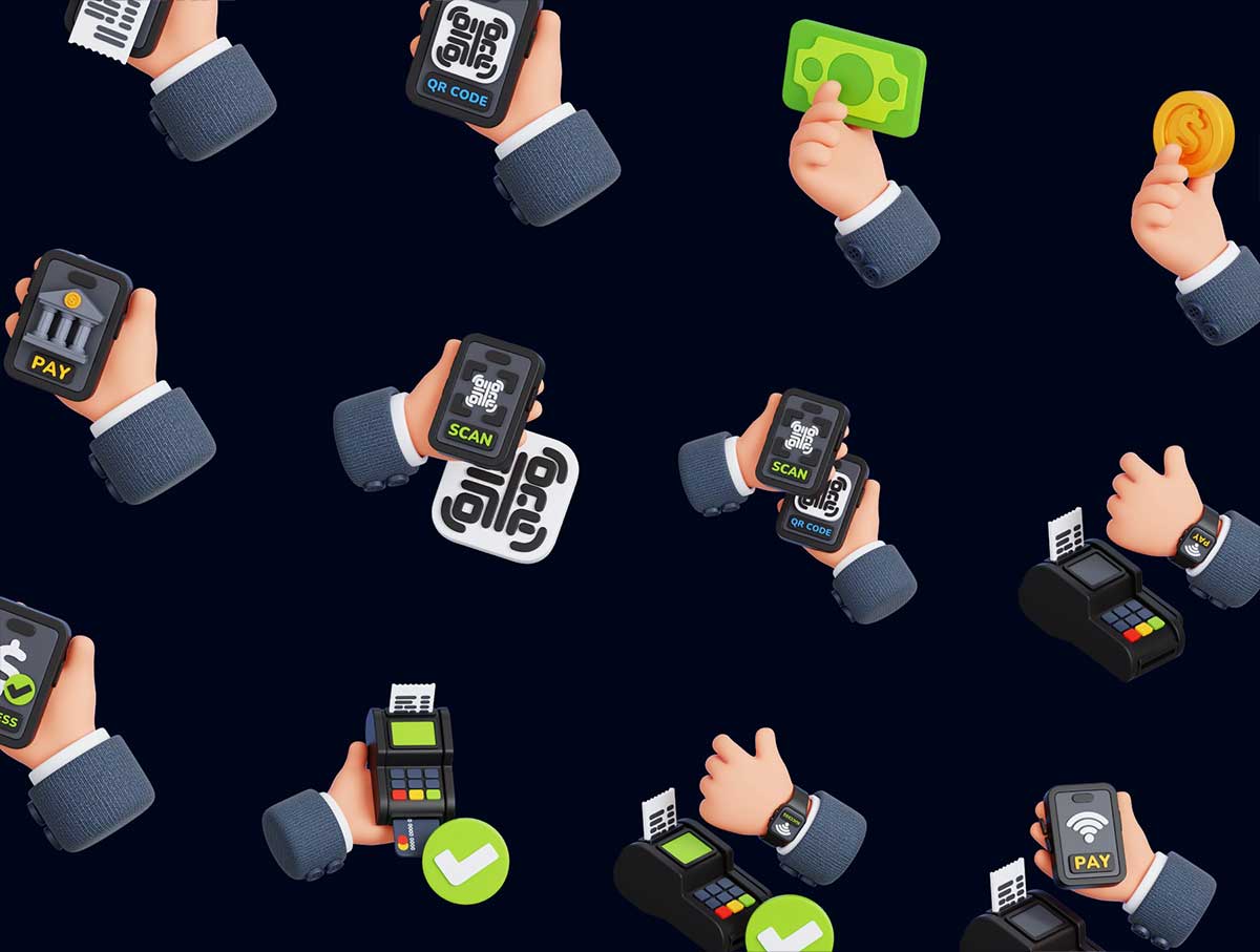25个高质量的支付手势3D图标模型素材(Blender,FBX,OBJ,PNG) Payment Hand Gestures