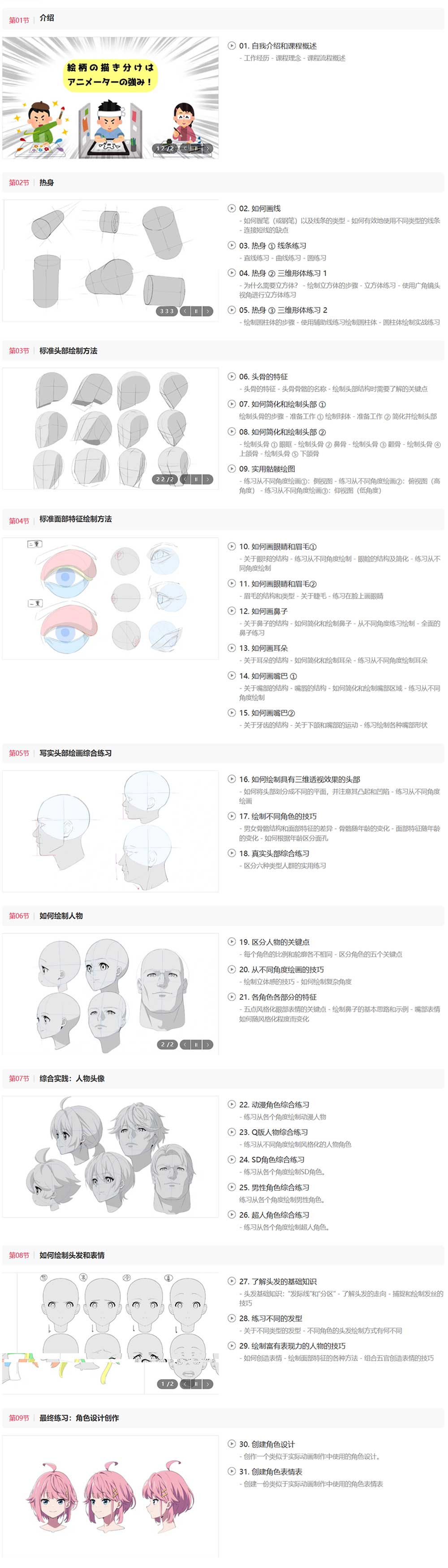 CSP动漫人物角色头部多角度绘画视频教程(中文字幕)
