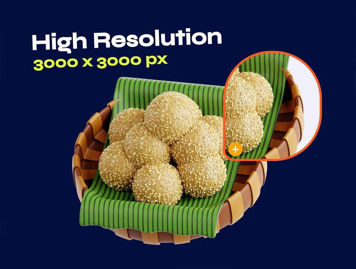 Blender印尼传统美食3D图标模型素材包 Indonesian Traditional Food 3D Icon pack