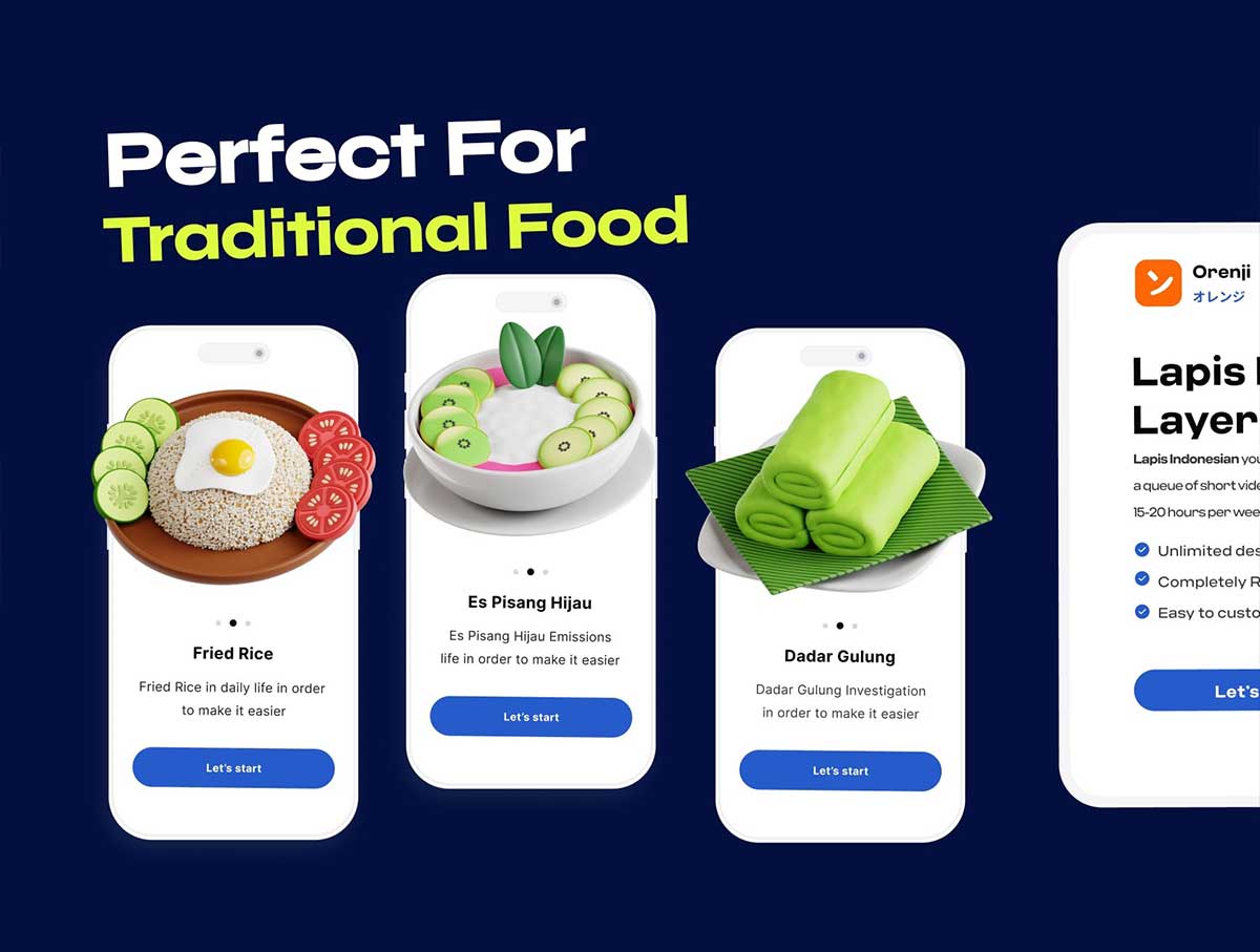 Blender印尼传统美食3D图标模型素材包 Indonesian Traditional Food 3D Icon pack