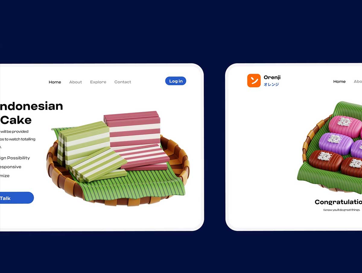 Blender印尼传统美食3D图标模型素材包 Indonesian Traditional Food 3D Icon pack
