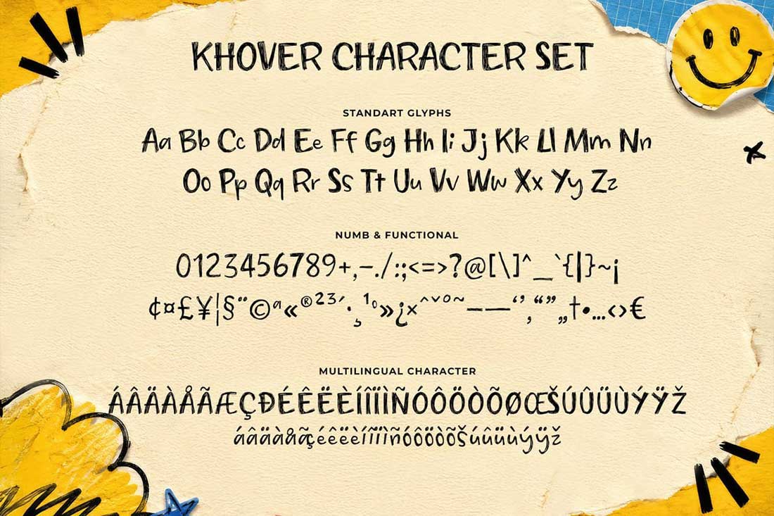 现代趣味涂鸦手绘包装标题设计英文字体素材 Khover Sketchy Display Font
