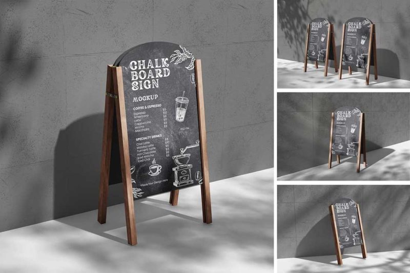 4款高质量的展板展架样机PSD素材 Chalkboard Sign Mockup