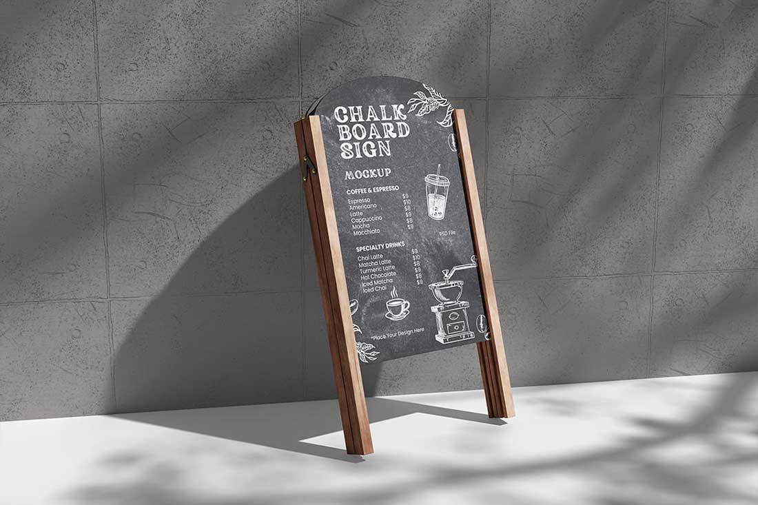 4款高质量的展板展架样机PSD素材 Chalkboard Sign Mockup