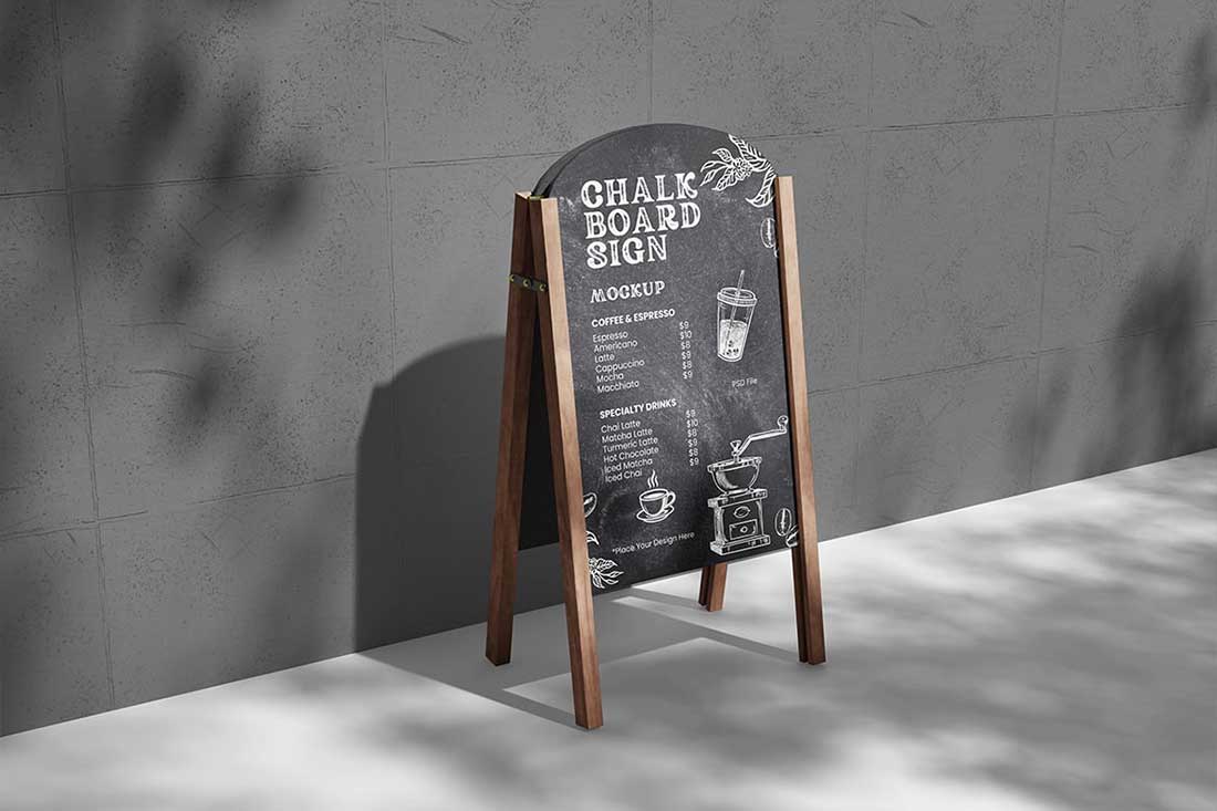 4款高质量的展板展架样机PSD素材 Chalkboard Sign Mockup