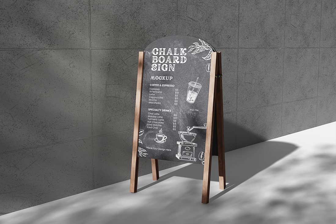 4款高质量的展板展架样机PSD素材 Chalkboard Sign Mockup