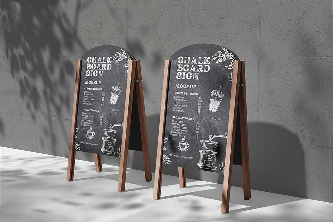 4款高质量的展板展架样机PSD素材 Chalkboard Sign Mockup