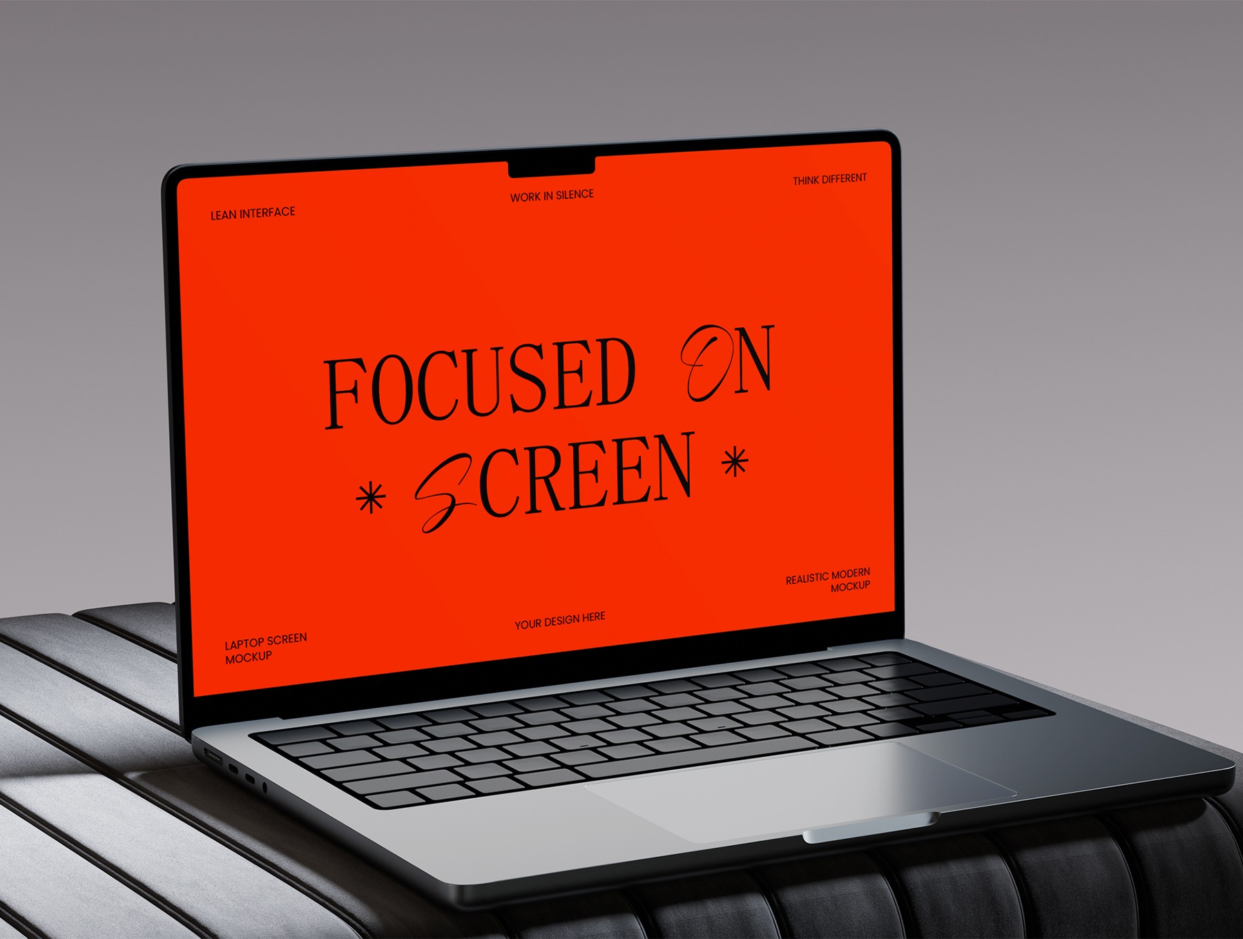 1款工业风UI广告界面作品集设计苹果笔记本MacBook样机PSD素材 Laptop Screen Mockup Layout