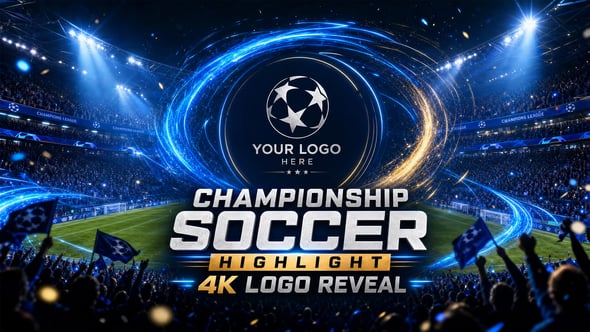 AE世界杯足球赛事LOGO片头模板 Championship Soccer Highlight Logo Reveal