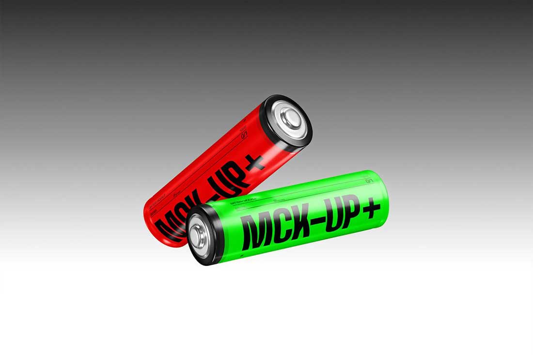 4款AA型5号干电池设计展示效果PSD样机素材 AA Battery Mockup