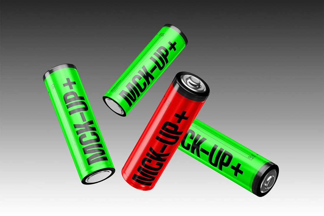 4款AA型5号干电池设计展示效果PSD样机素材 AA Battery Mockup