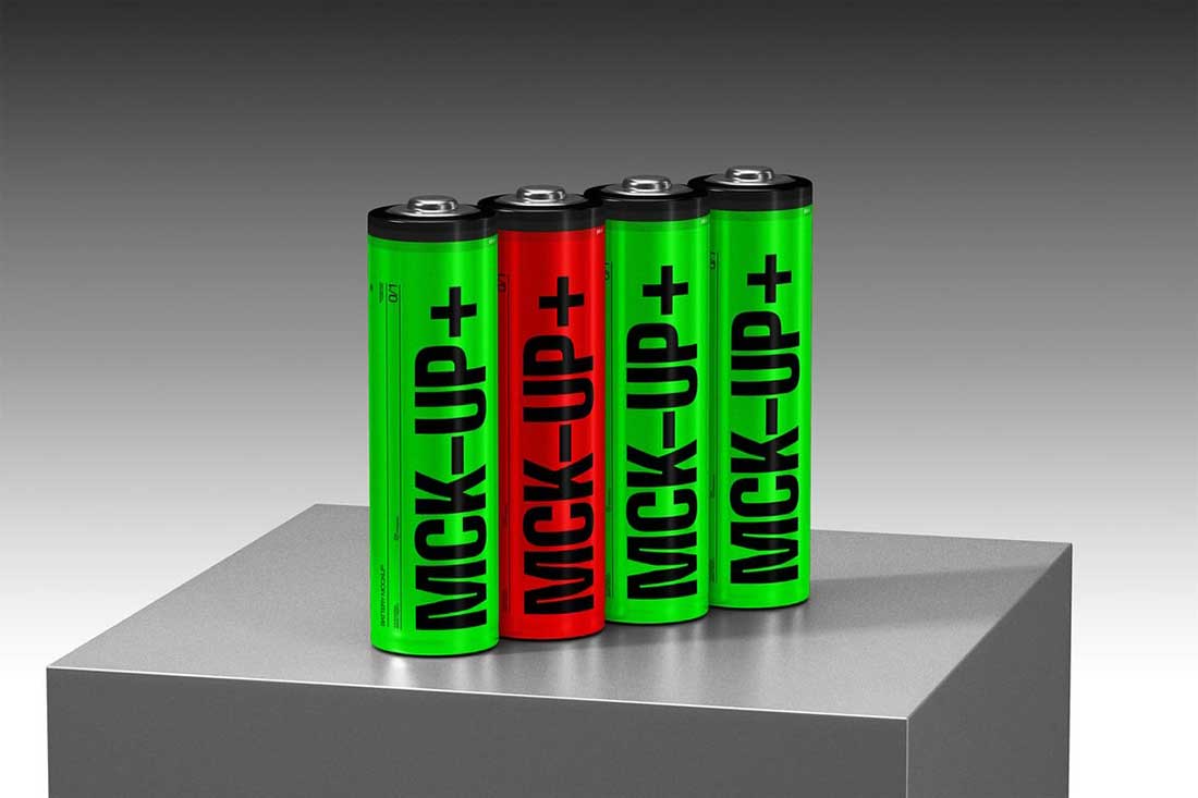4款AA型5号干电池设计展示效果PSD样机素材 AA Battery Mockup