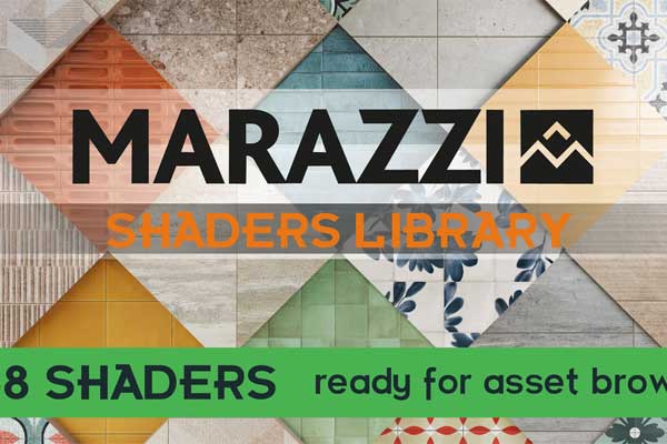 Blender高质量室内瓷砖石材瓷砖水泥砖材质资产预设 Marazzi Shaders Library-Tiles Stone Ceramic-Asset Browser