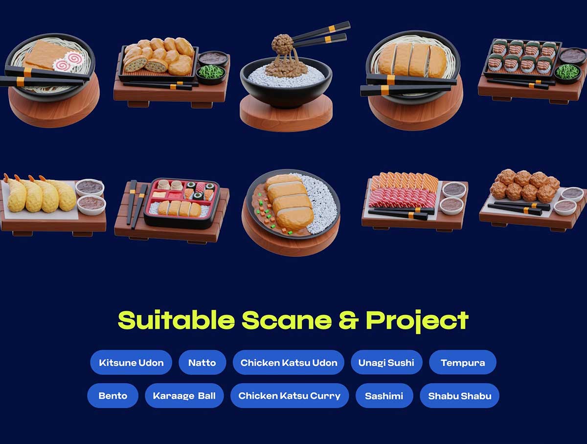 30款高质量寿司刺身等日本食物3D图标模型素材(Blender,PNG) Premium Japanese Food 3D Icon pack