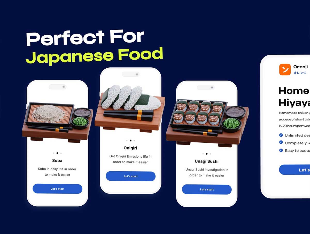 30款高质量寿司刺身等日本食物3D图标模型素材(Blender,PNG) Premium Japanese Food 3D Icon pack