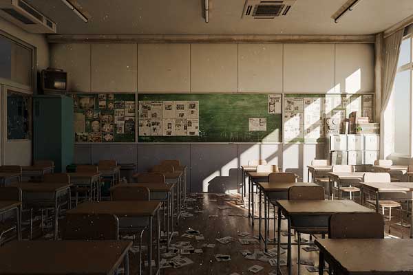 Blender废弃教室场景3D模型素材 Japanese Abandoned Classroom