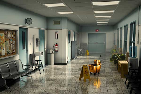 Bleder高质量现代室内办公楼走廊场景3D模型素材 Police Hallway Station