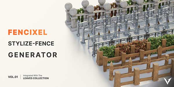 Blender快速程序化栅栏围栏模型生成器 Fencixel Vol.01 | Stylize-Fence Generator